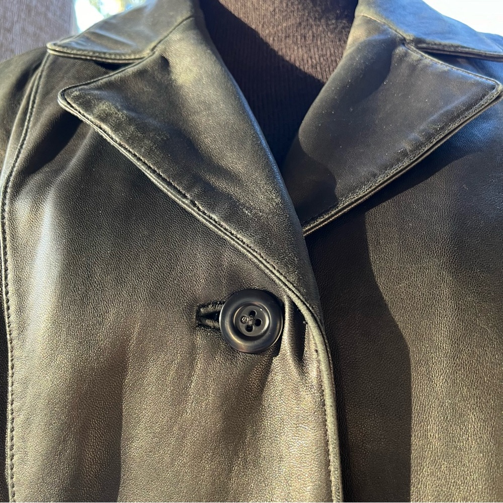 Vintage Classiques Entier Buttery Soft Black Leather Button Front Lined Jacket S - Picture 5 of 9
